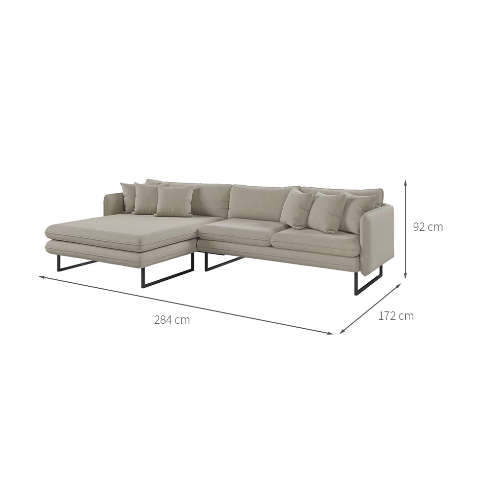 Sofá 5 Lugares Ricco com Chaise Esquerda Linho Cinza