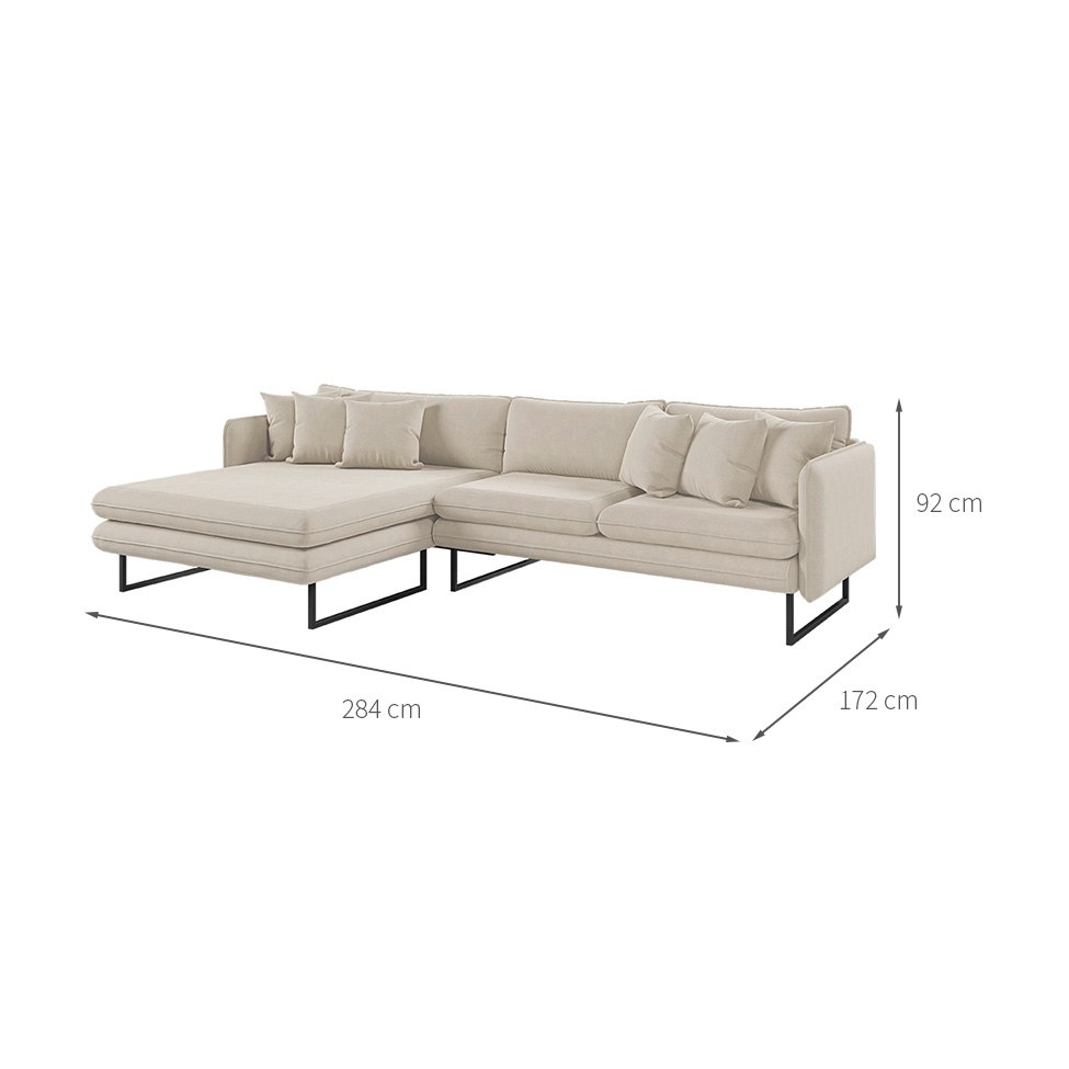 Sofá 5 Lugares Ricco com Chaise Esquerda Linho Cru