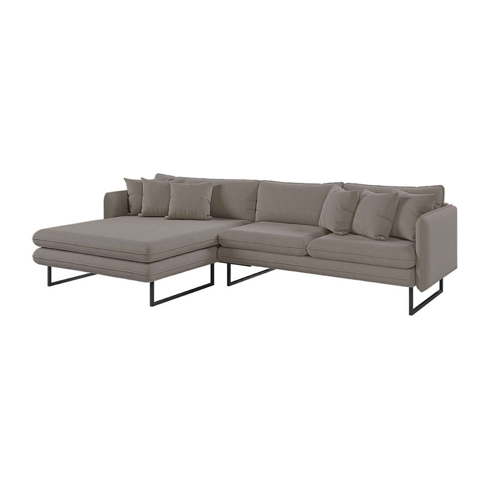 Sofá 5 Lugares Ricco com Chaise Esquerda Linho Fendi
