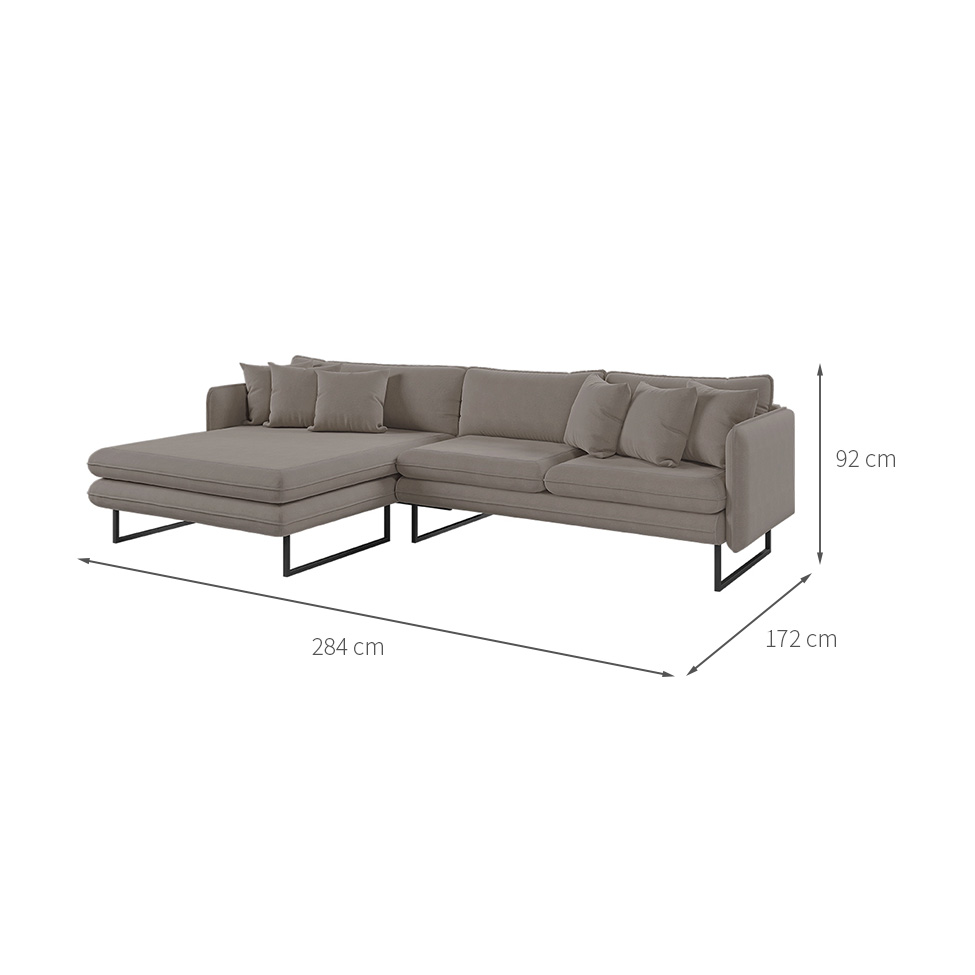 Sofá 5 Lugares Ricco com Chaise Esquerda Linho Fendi