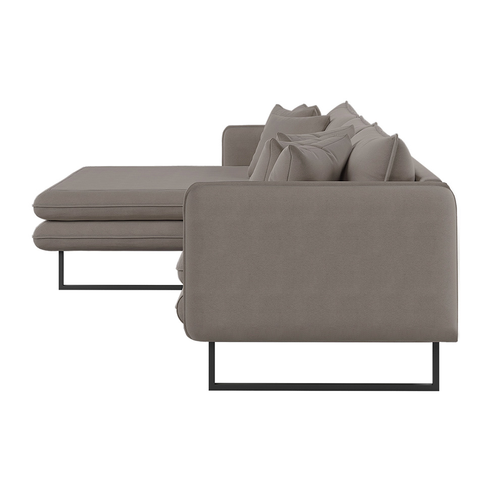 Sofá 5 Lugares Ricco com Chaise Esquerda Linho Fendi