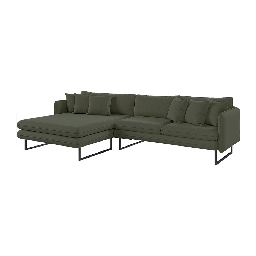 Sofá 5 Lugares Ricco com Chaise Esquerda Linho Verde