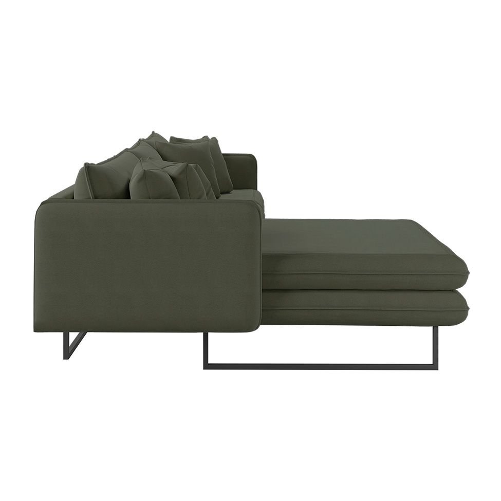 Sofá 5 Lugares Ricco com Chaise Esquerda Linho Verde