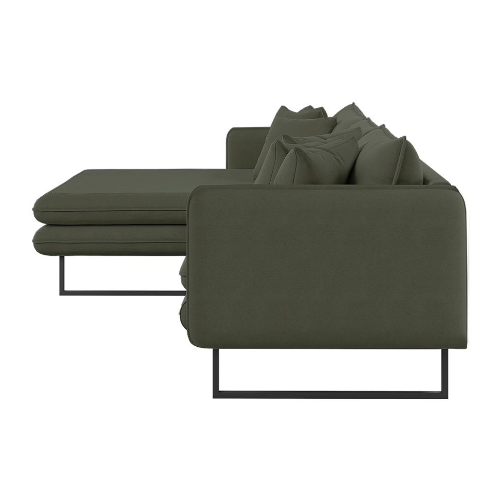 Sofá 5 Lugares Ricco com Chaise Esquerda Linho Verde
