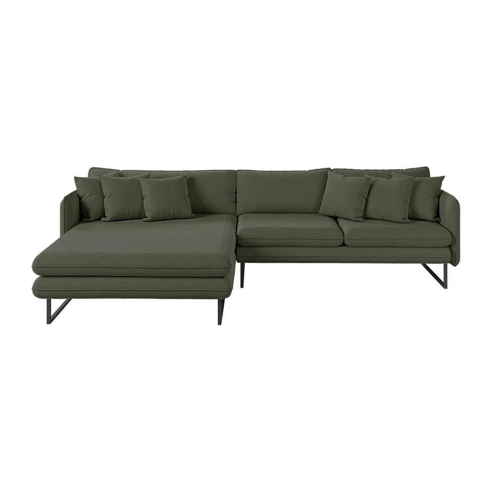 Sofá 5 Lugares Ricco com Chaise Esquerda Linho Verde