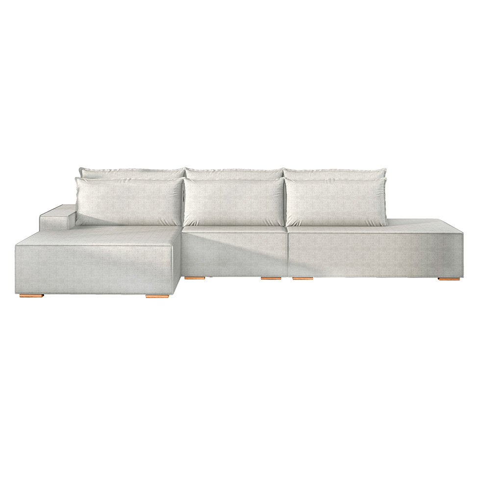Sofá 5 Lugares Toronto com Chaise Esquerdo Poliéster Cinza