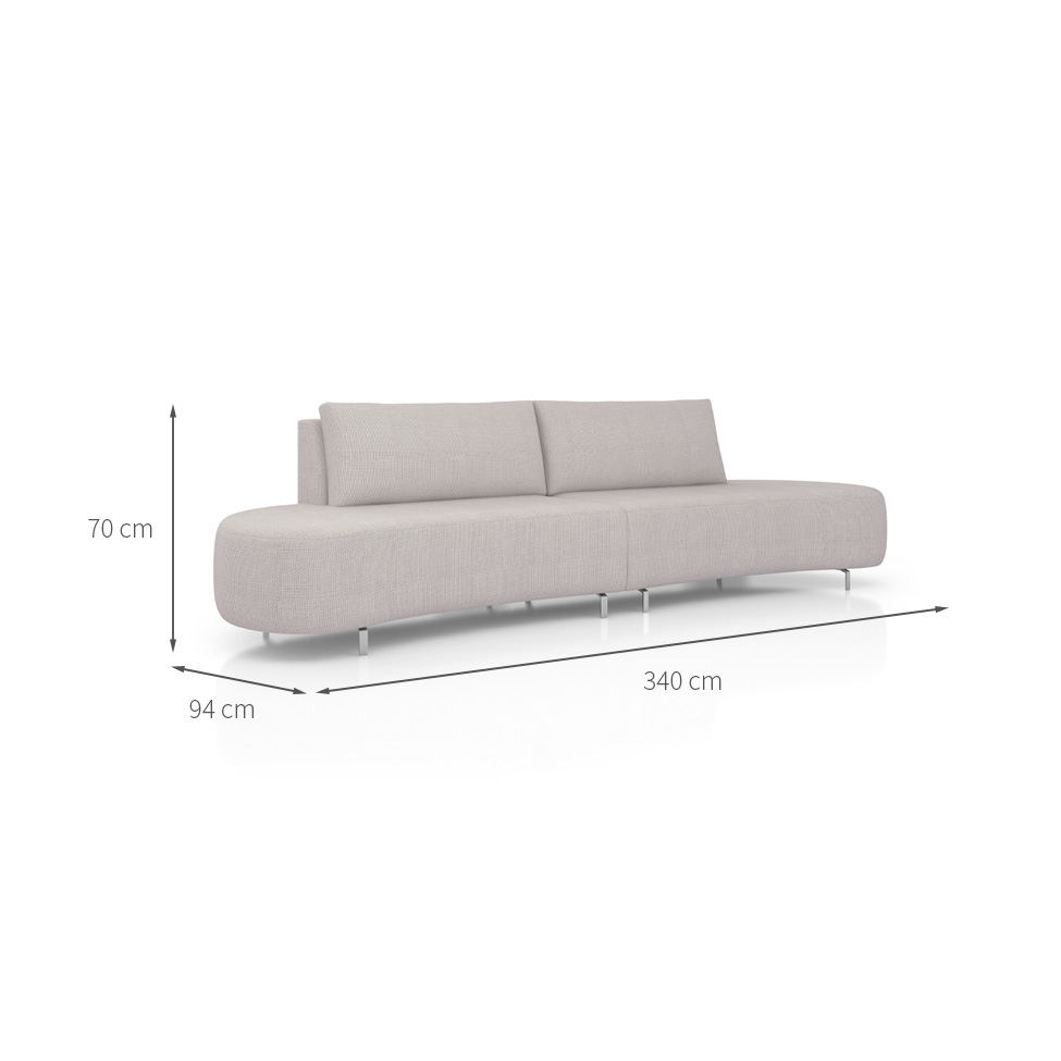 Sofá 5 Lugares Xangai Itacaré Cinza 340 cm