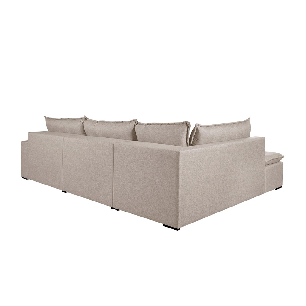 Sofá 7 Lugares Reclinável Presidente com Chaise Esquerdo Linho Cru 356 cm