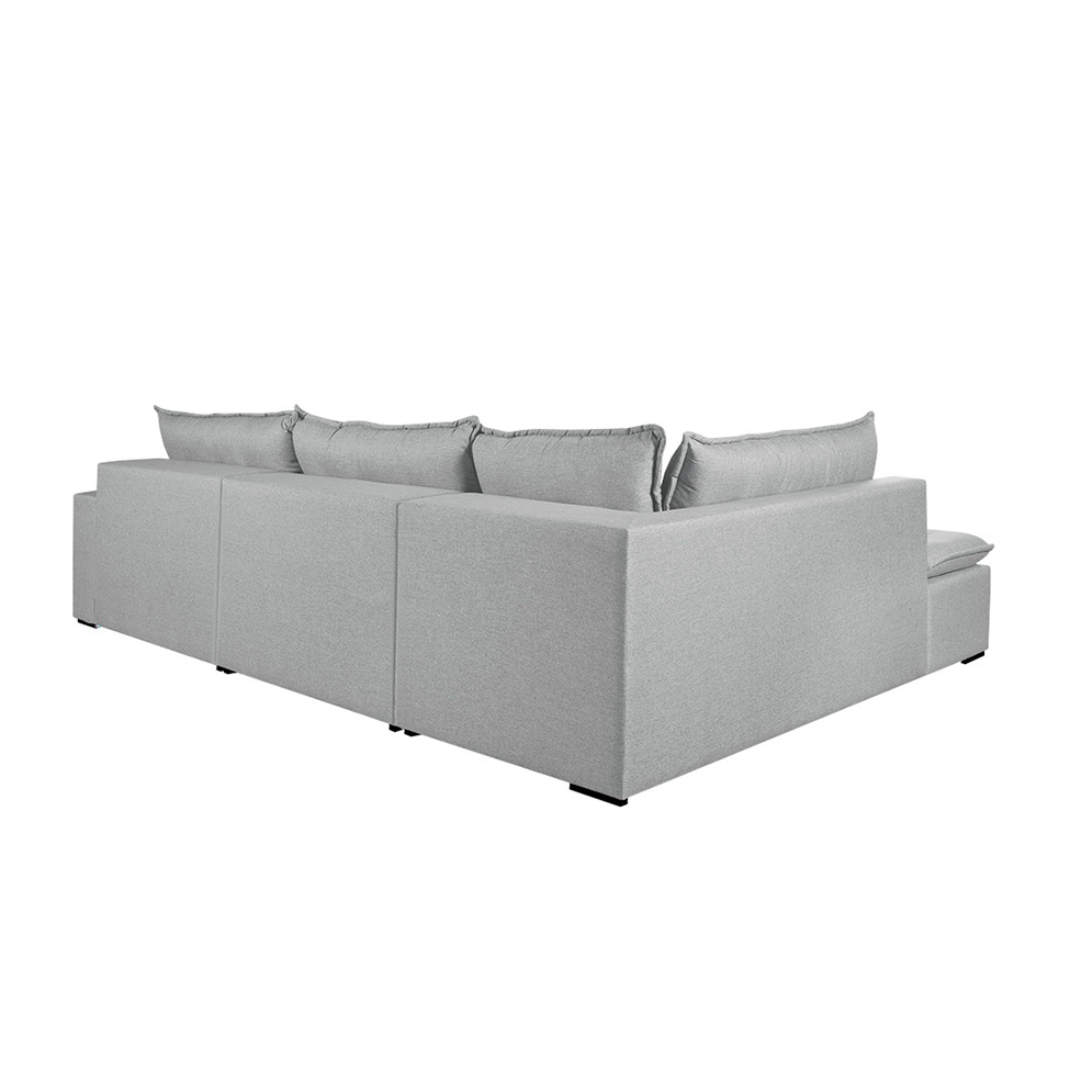 Sofá 7 Lugares Reclinável Presidente com Chaise Esquerdo Linho Gelo 356 cm