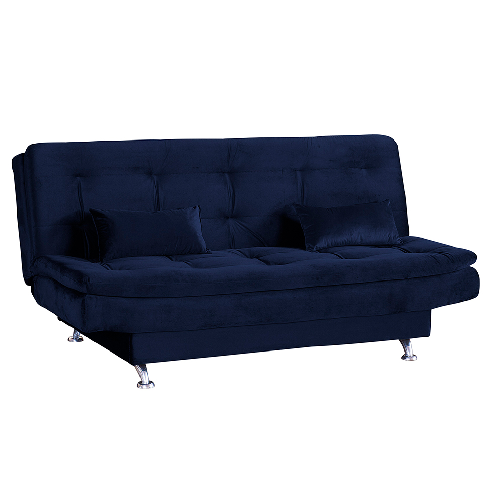 Sofá-Cama 2 Lugares Salomé Veludo Azul Marinho