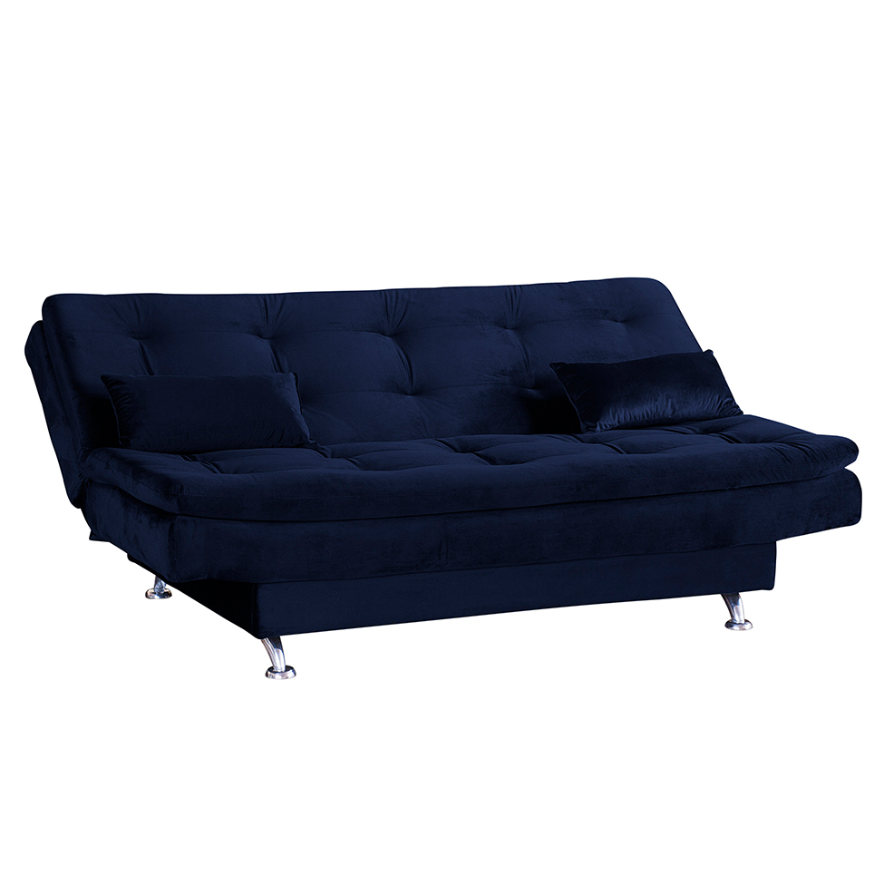 Sofá-Cama 2 Lugares Salomé Veludo Azul Marinho