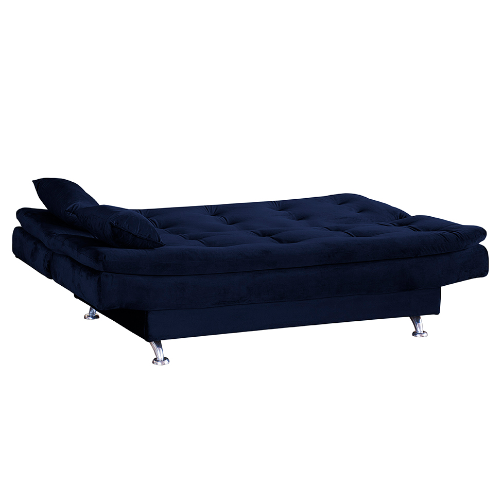 Sofá-Cama 2 Lugares Salomé Veludo Azul Marinho