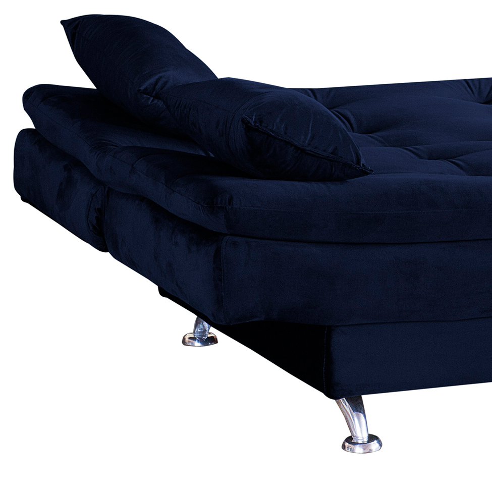 Sofá-Cama 2 Lugares Salomé Veludo Azul Marinho