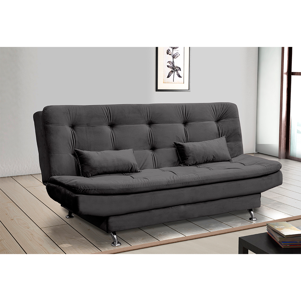 Sofá-Cama 2 Lugares Salomé Veludo Chumbo