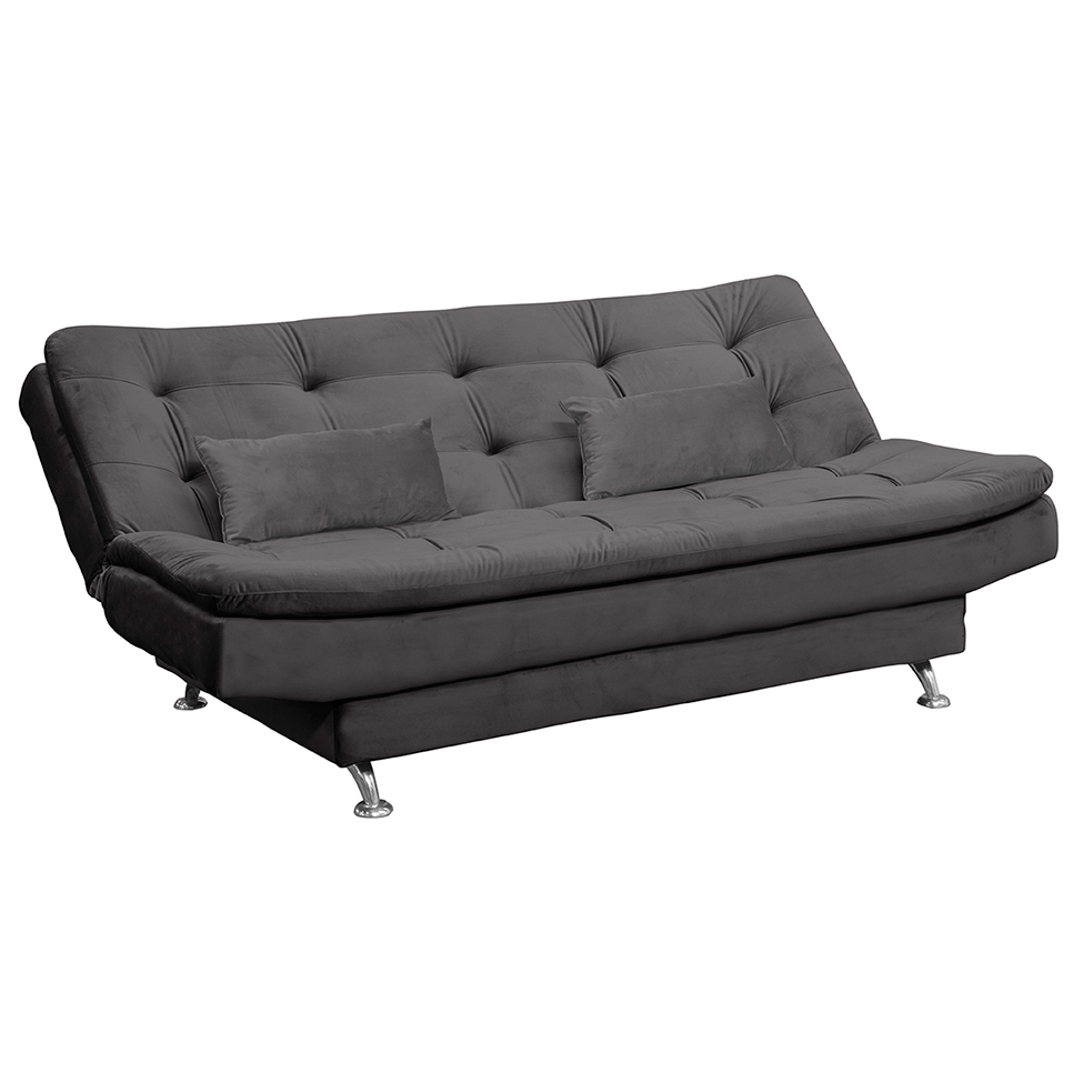 Sofá-Cama 2 Lugares Salomé Veludo Chumbo