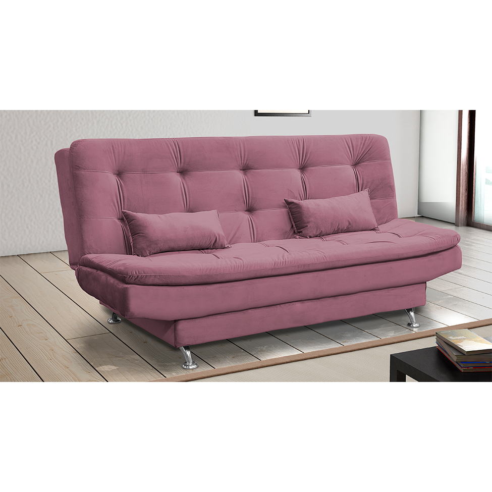 Sofá-Cama 2 Lugares Salomé Veludo Rosê
