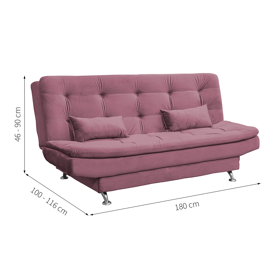 Sofá-Cama 2 Lugares Salomé Veludo Rosê