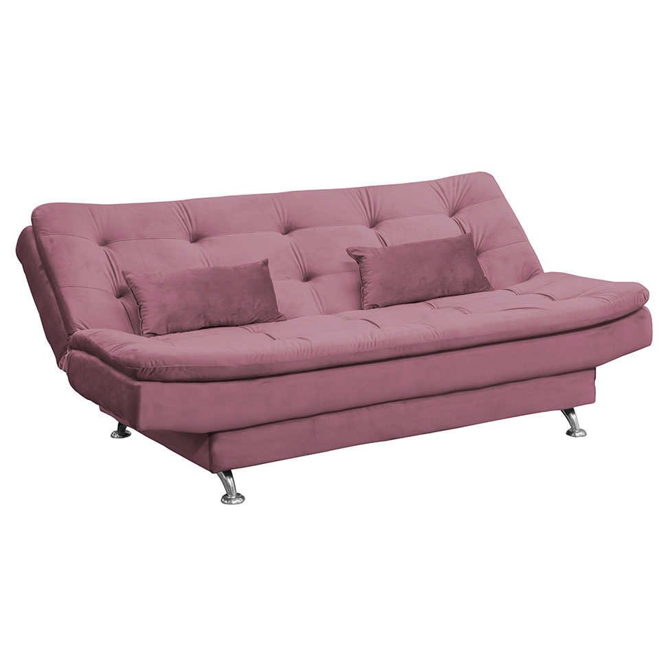 Sofá-Cama 2 Lugares Salomé Veludo Rosê