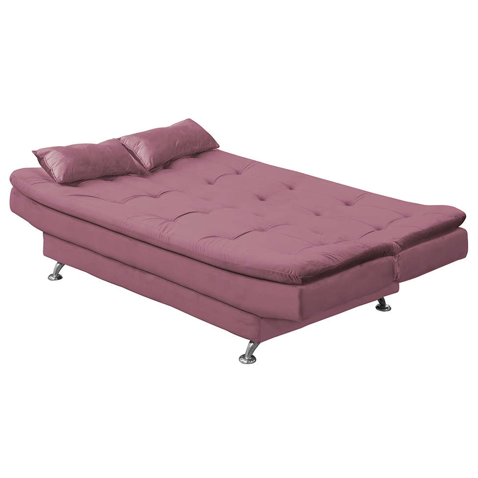 Sofá-Cama 2 Lugares Salomé Veludo Rosê