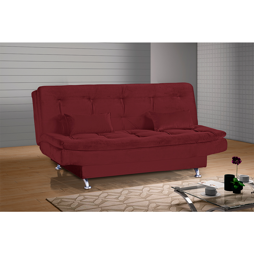 Sofá-Cama 2 Lugares Salomé Veludo Vinho