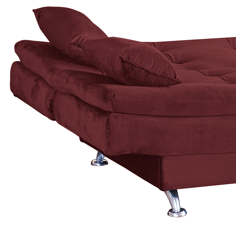 Sofá-Cama 2 Lugares Salomé Veludo Vinho