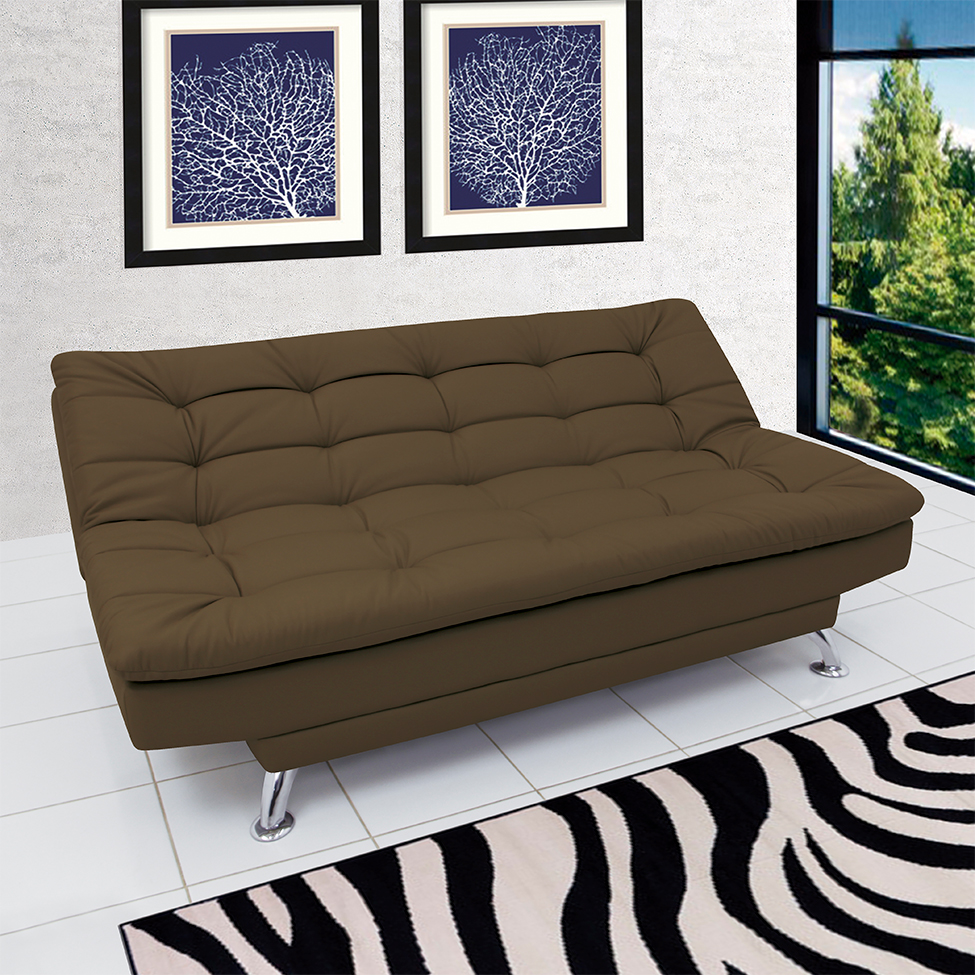 Sofá-Cama 3 Lugares Casal Premium Marrom