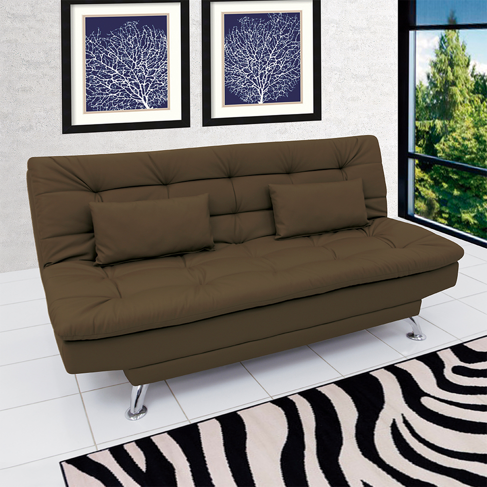 Sofá-Cama 3 Lugares Casal Premium Marrom