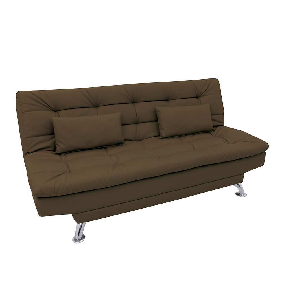 Sofá-Cama 3 Lugares Casal Premium Marrom