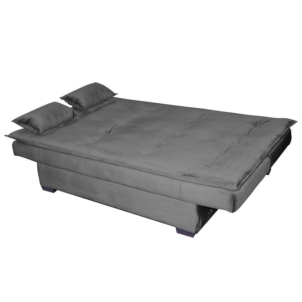 Sofá-Cama 3 Lugares Esmeralda Veludo Chumbo