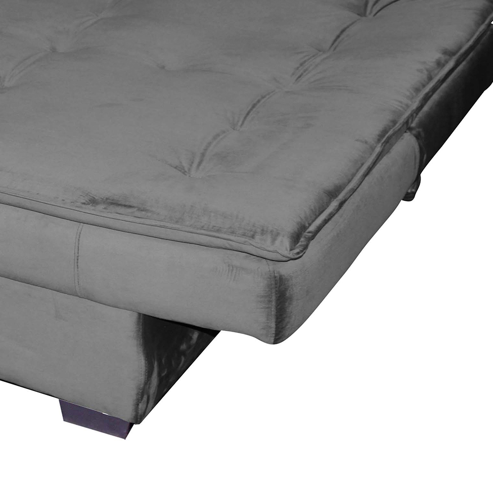 Sofá-Cama 3 Lugares Esmeralda Veludo Chumbo