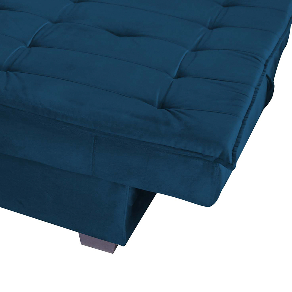 Sofá-Cama 3 Lugares Esmeralda Veludo Light Azul Jeans