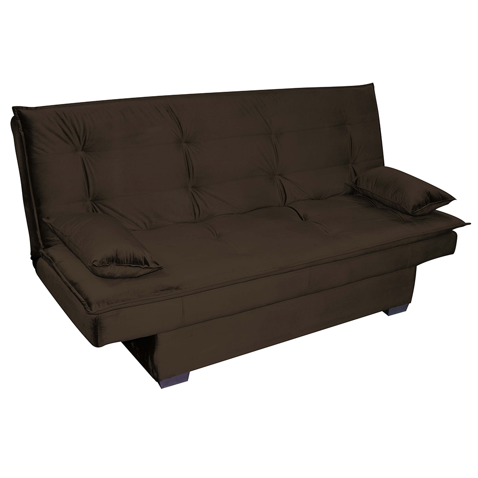 Sofá-Cama 3 Lugares Esmeralda Veludo Marrom