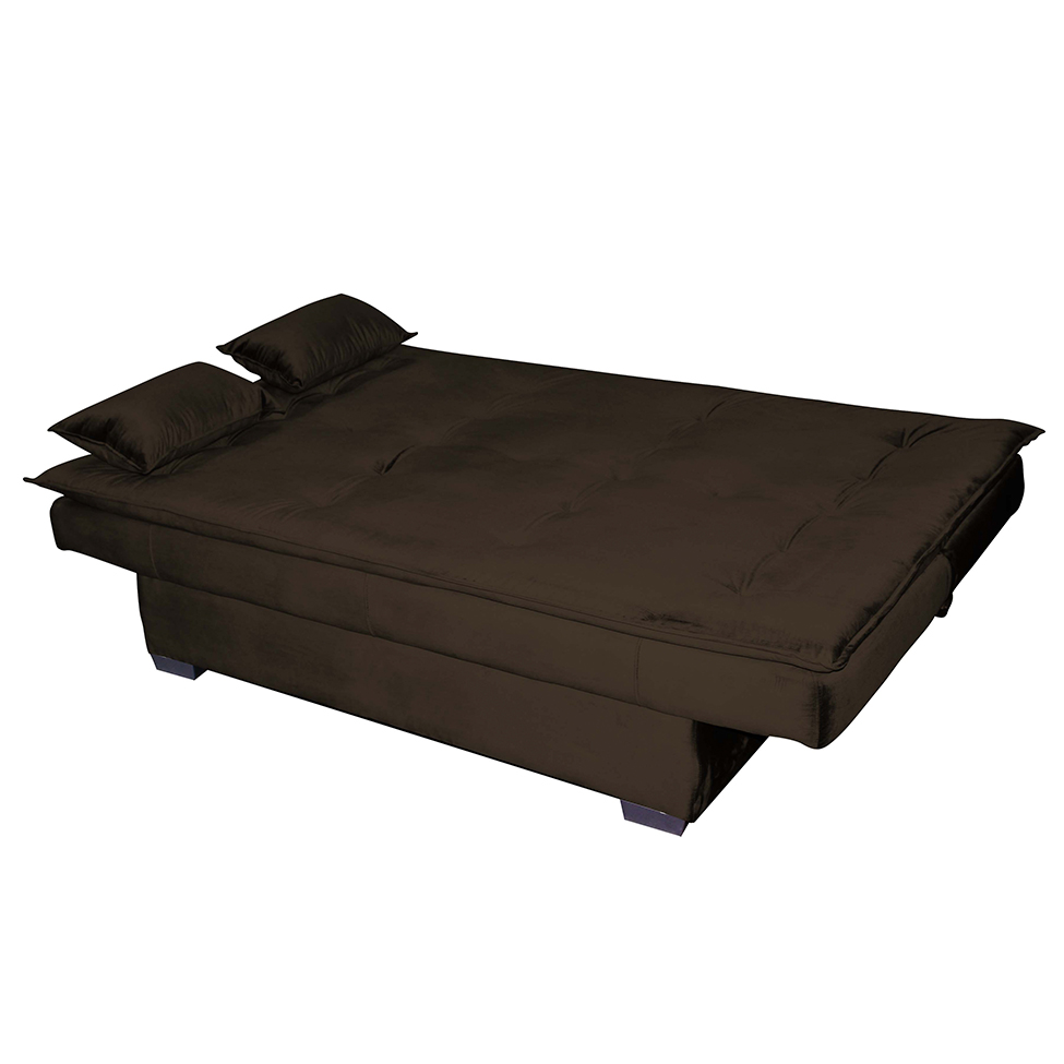 Sofá-Cama 3 Lugares Esmeralda Veludo Marrom