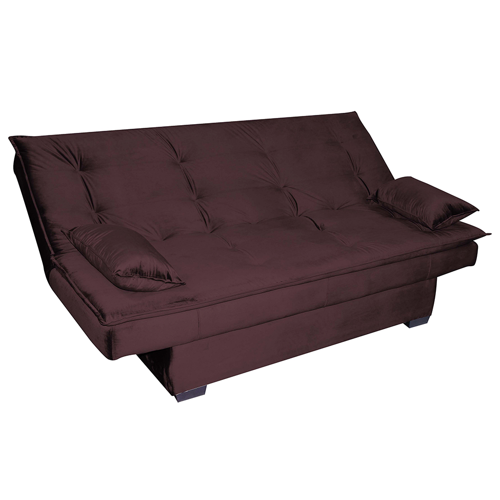 Sofá-Cama 3 Lugares Esmeralda Veludo Roxo