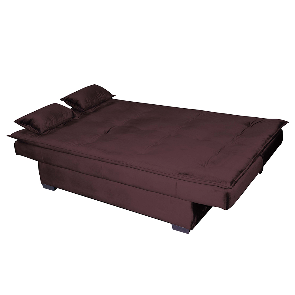 Sofá-Cama 3 Lugares Esmeralda Veludo Roxo