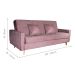 Sofá-Cama 3 Lugares com Baú Pamela Veludo Rosê