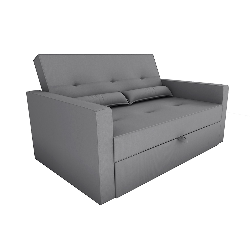Sofá-Cama Casal 2 Lugares Anne Suede Cinza