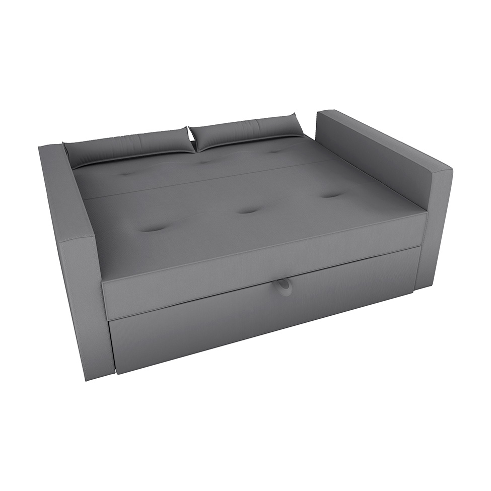 Sofá-Cama Casal 2 Lugares Anne Suede Cinza