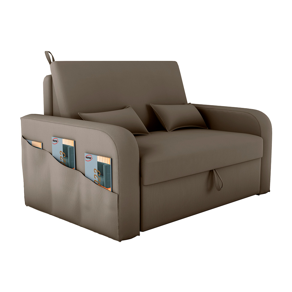Sofá-Cama Casal 2 Lugares Lady Dai com Baú Suede Capuccino