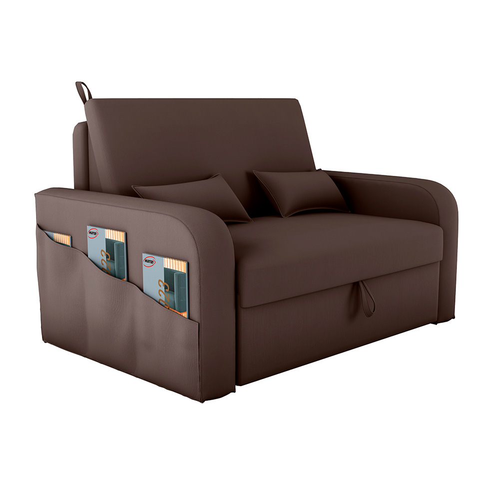 Sofá-Cama Casal 2 Lugares Lady Dai com Baú Suede Marrom
