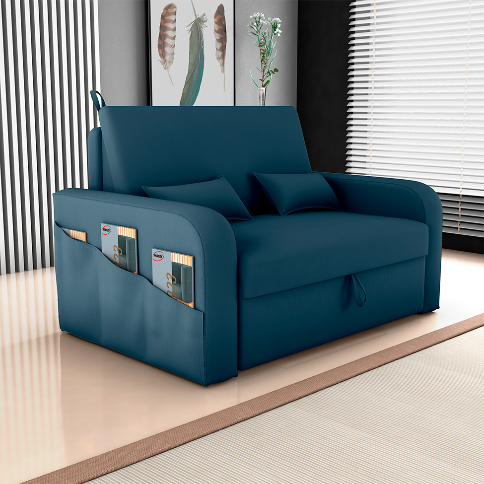 Sofá-Cama Casal 2 Lugares Lady Dai com Baú Suede Petróleo