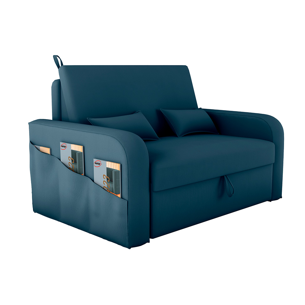 Sofá-Cama Casal 2 Lugares Lady Dai com Baú Suede Petróleo