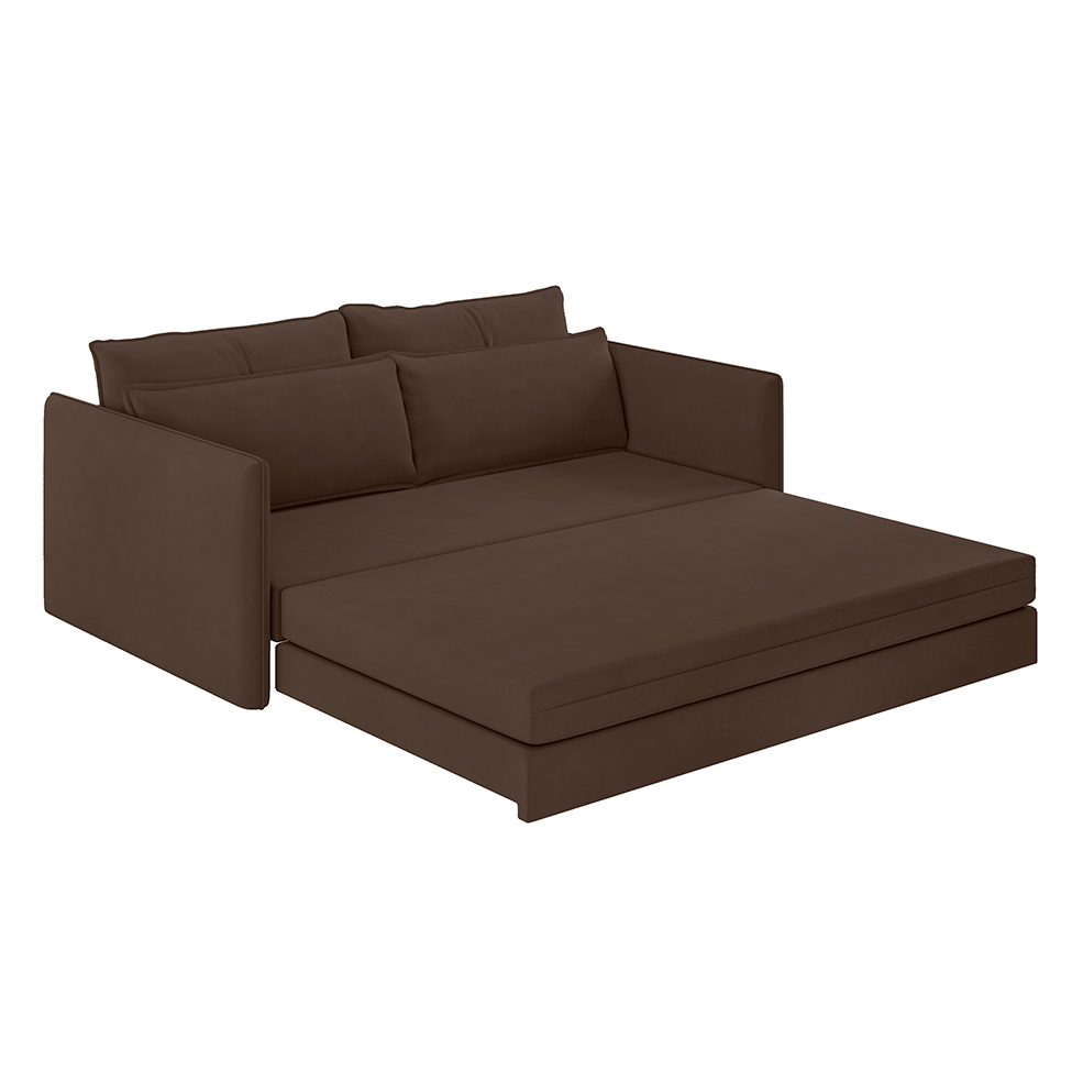 Sofá-Cama Casal 2 Lugares Sophia Suede Marrom