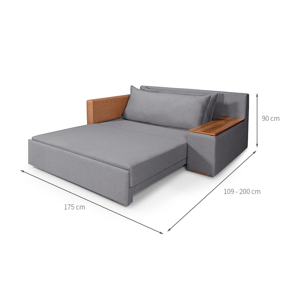 Sofá-Cama Casal 2 Lugares com Baú Lateral Panamá Linho Grafite