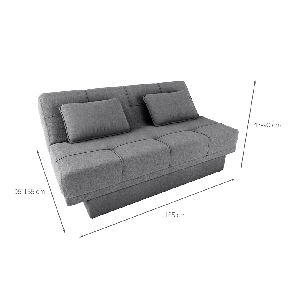 Sofá-Cama Casal 2 Lugares com Baú Sany Cinza