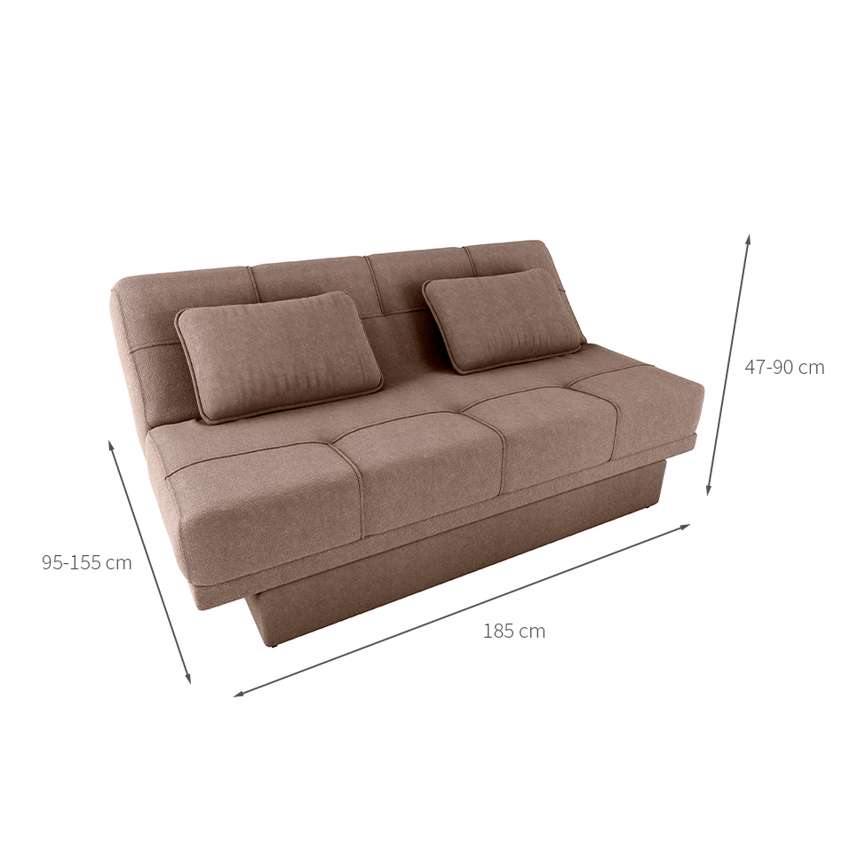 Sofá-Cama Casal 2 Lugares com Baú Sany Marrom
