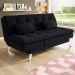 Sofá-Cama Casal 3 Lugares Amanda I Suede com Almofadas Preto