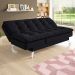 Sofá-Cama Casal 3 Lugares Amanda I Suede com Almofadas Preto