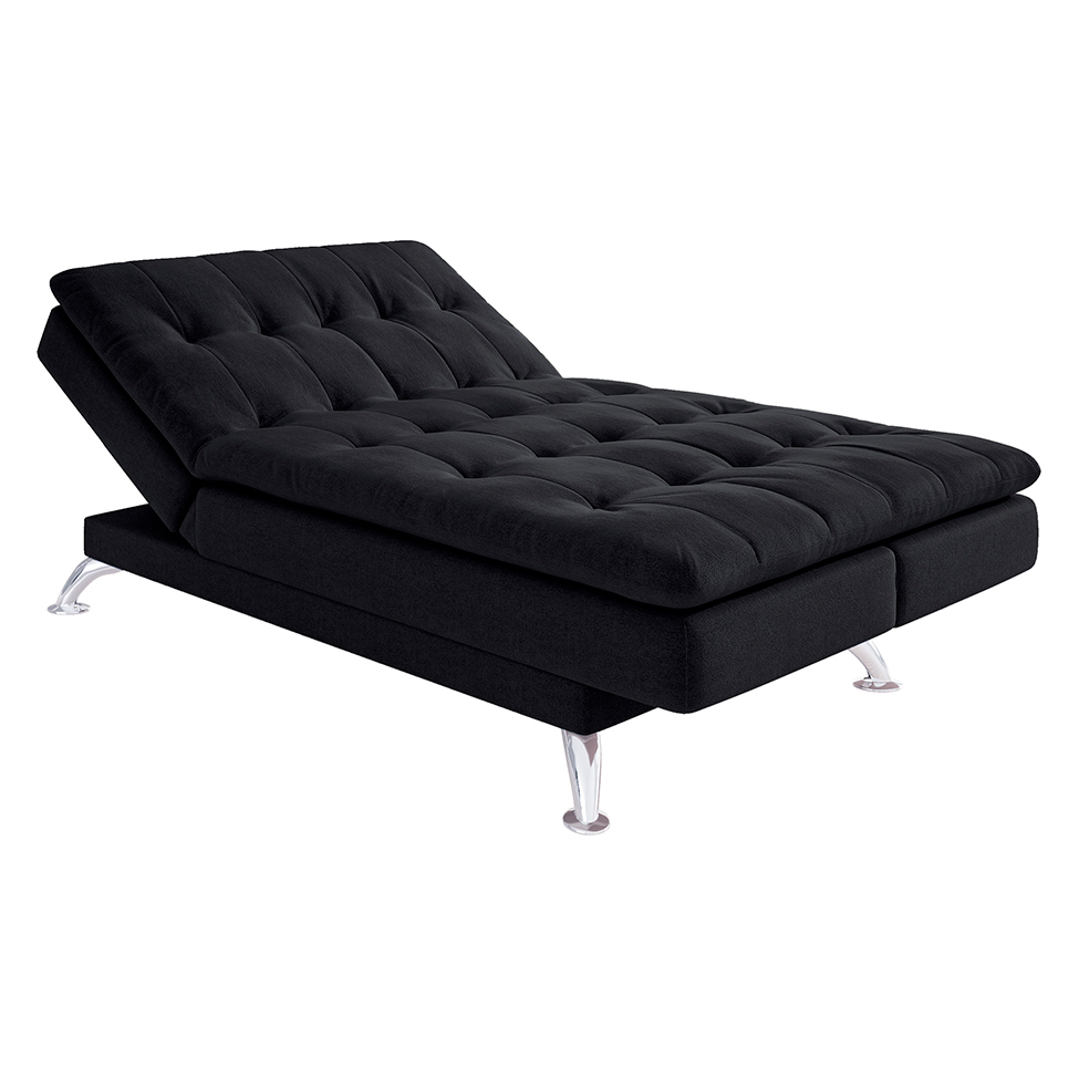Sofá-Cama Casal 3 Lugares Amanda I Suede com Almofadas Preto