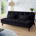 Sofá-Cama Casal 3 Lugares Amanda II Suede com Almofadas Preto